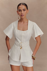 Liberty Cotton Shortsleeve Top - White